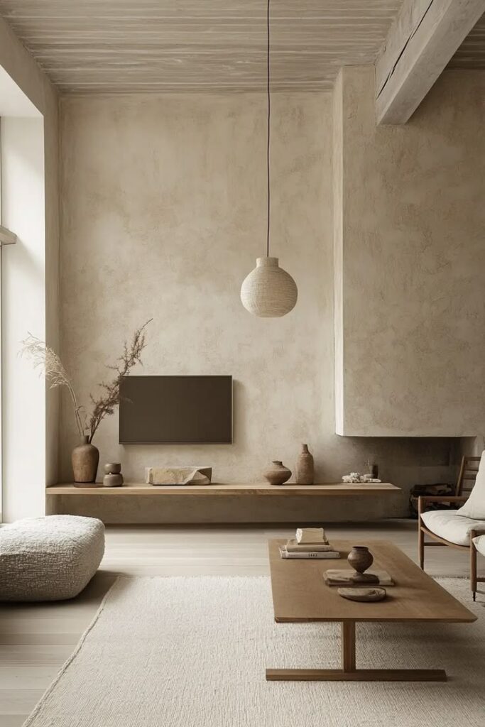 Warm Roman Clay Accent Wall warm roman clay accent wall with minimalist luxury interior design