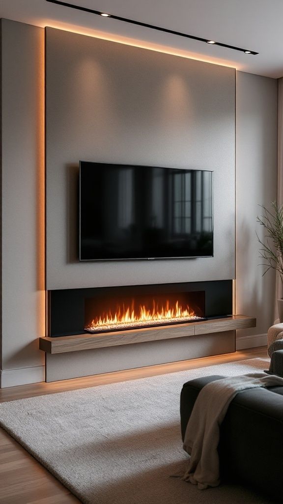 Floating Fireplace Wall Design