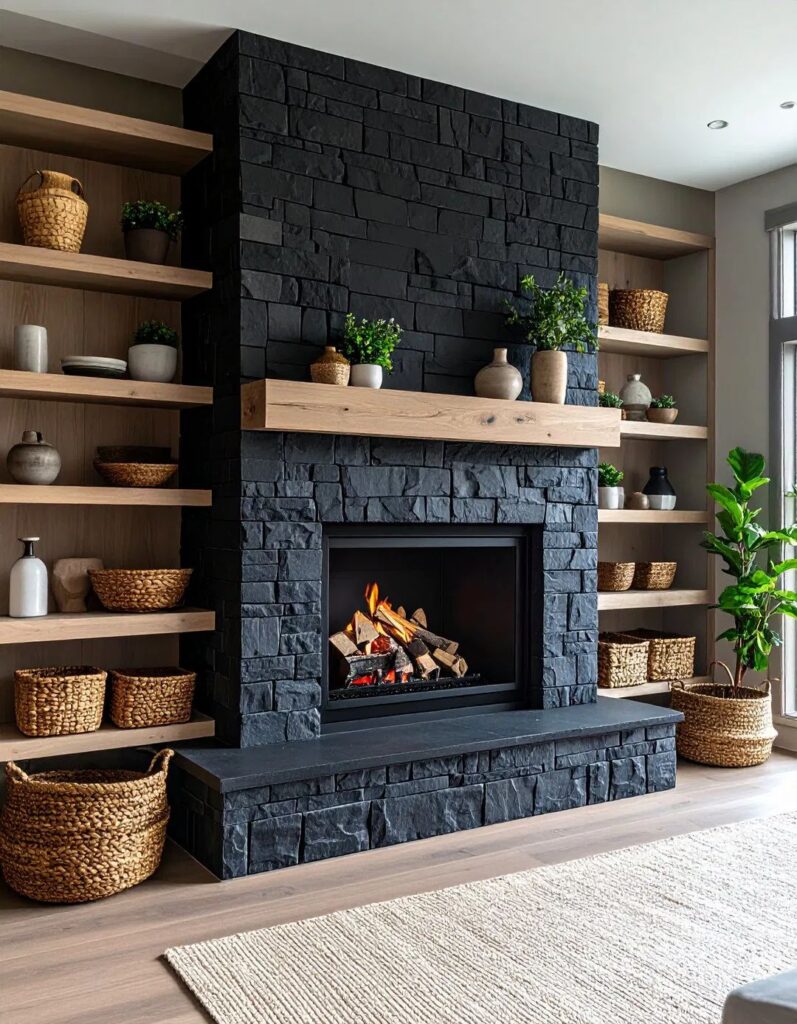 Floor To Ceiling Limestone Fireplace Wall floor to ceiling limestone fireplace wall with mounted TV and linear electric fireplace