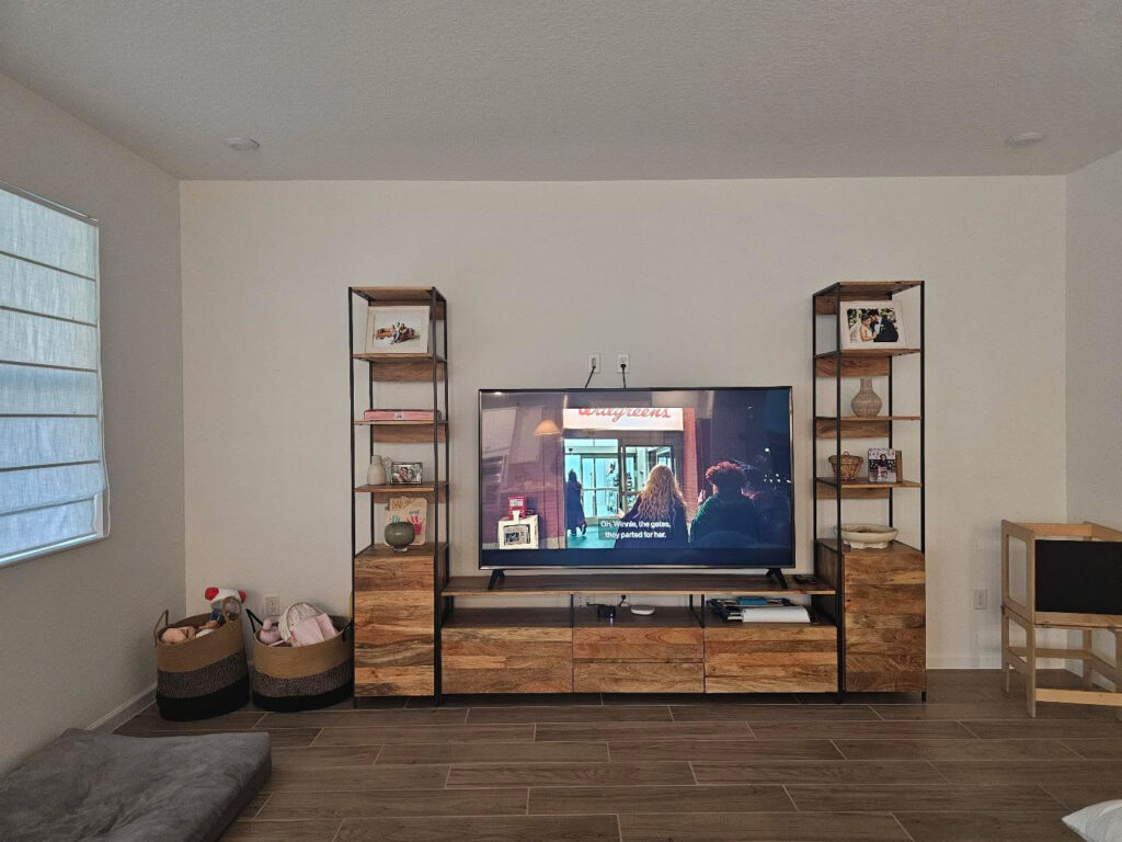 Living room wall before rough cut stone fireplace wall installation