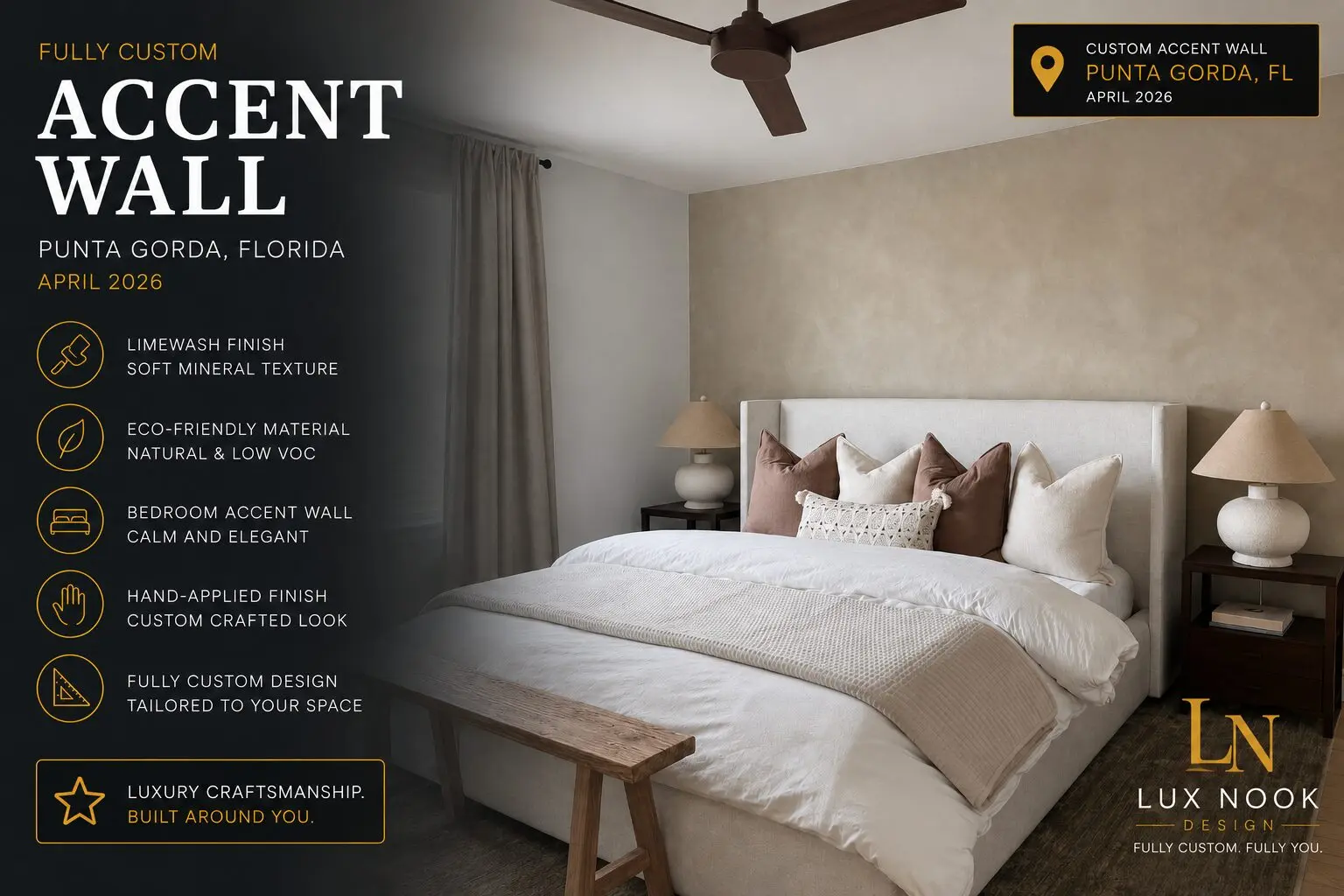 limewash-bedroom-accent-wall-punta-gorda-april-2026.jpg Limewash bedroom accent wall with a hand-applied mineral finish in Punta Gorda, Florida