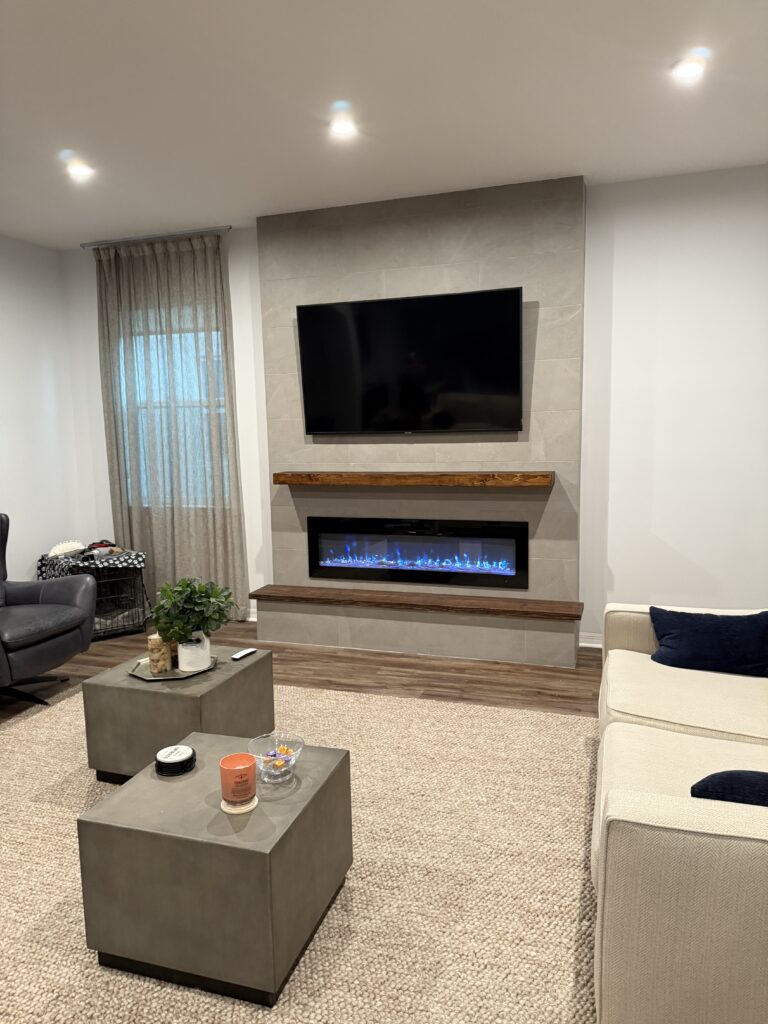Modern TV Fireplace Wall Melbourne FL Modern TV fireplace wall Melbourne FL with clean finish and linear electric fireplace