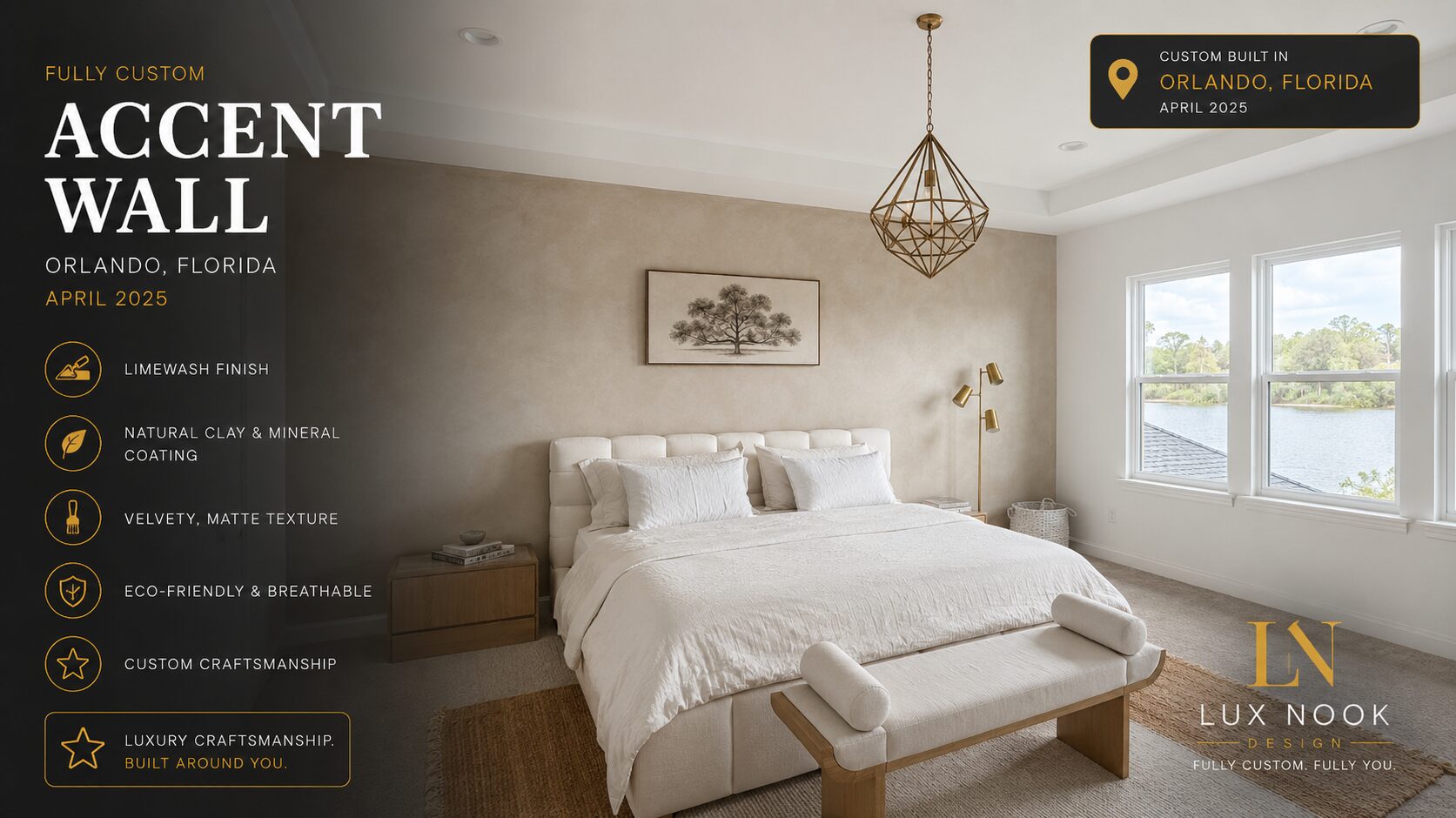 limewash-accent-wall-orlando-florida.jpg Custom limewash accent wall in a modern Orlando bedroom with a natural mineral clay finish