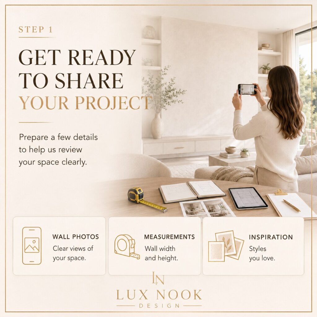 Request a project estimate with wall photos, measurements, and inspiration images