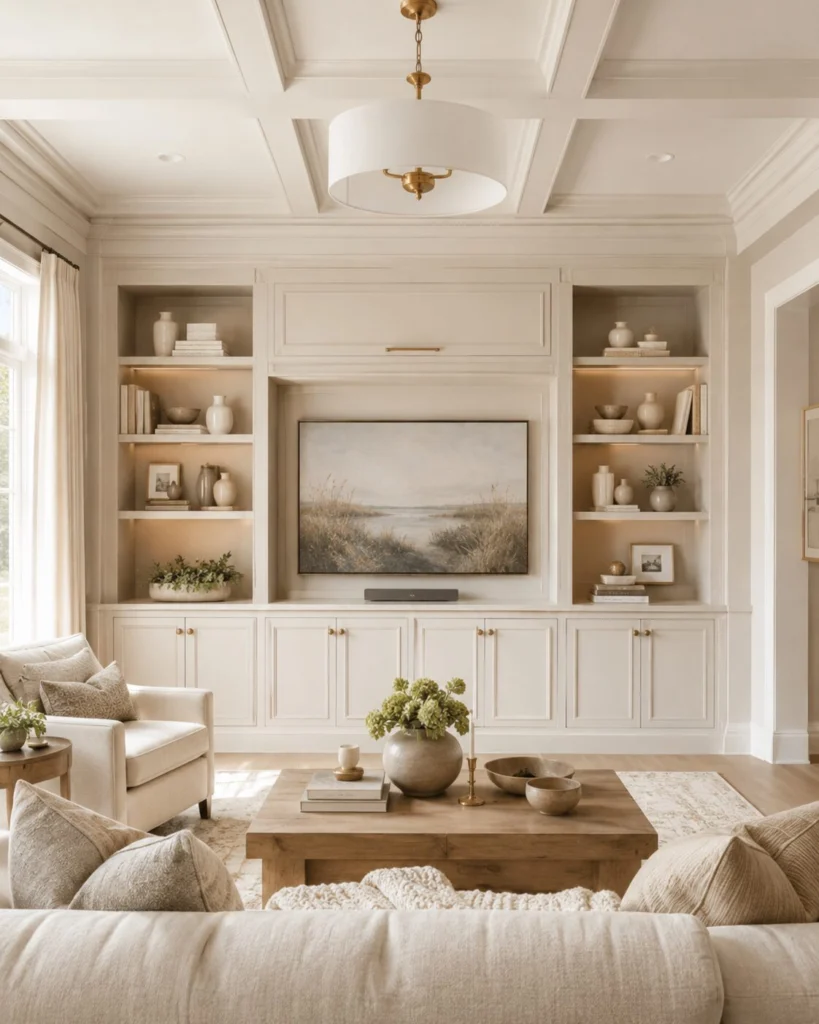 Custom built-in cabinetry in Florida designed around the room dimensions, ceiling height, architectural trim, storage needs, and interior style.