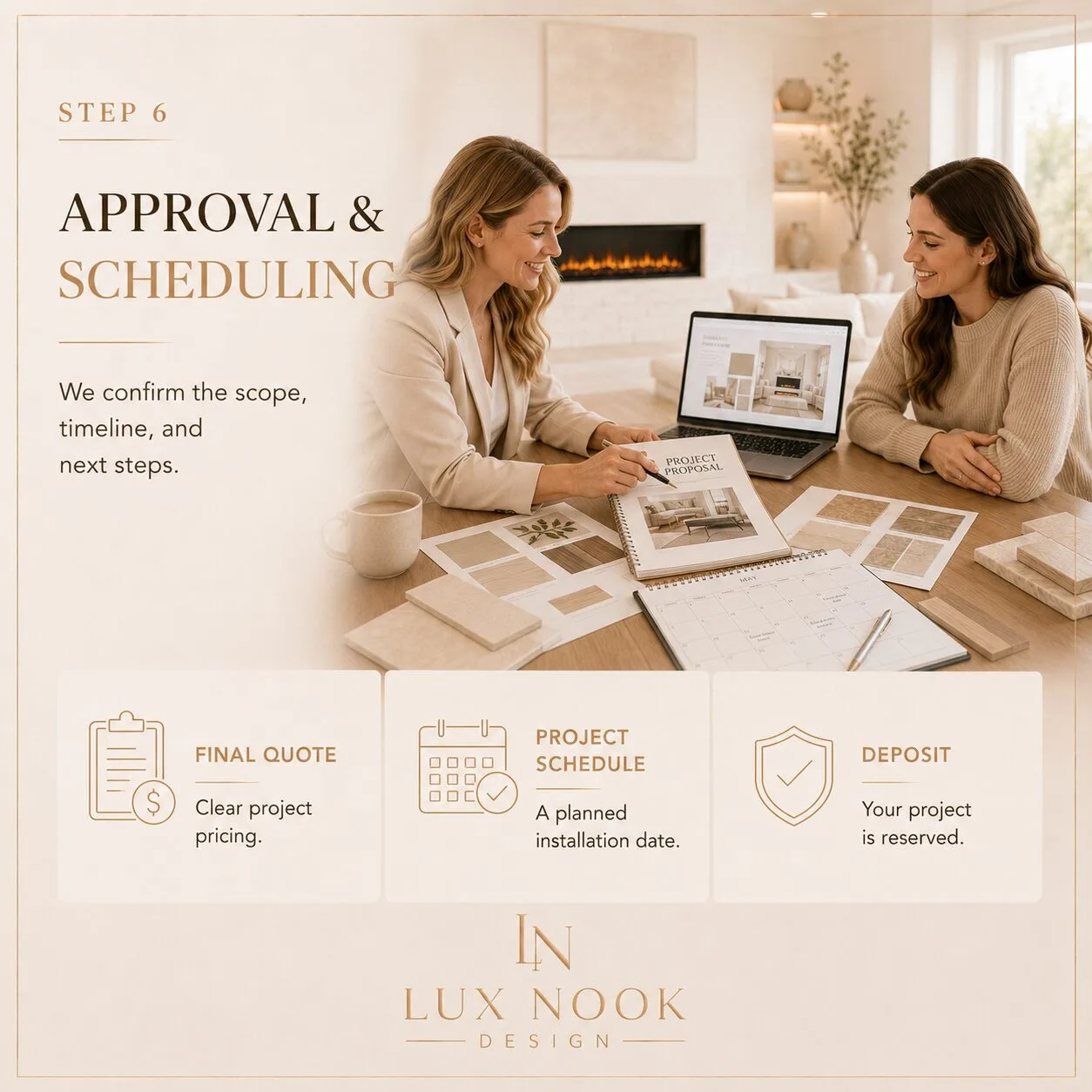 Final Project Approval and Scheduling Reviewing and approving a custom media wall project