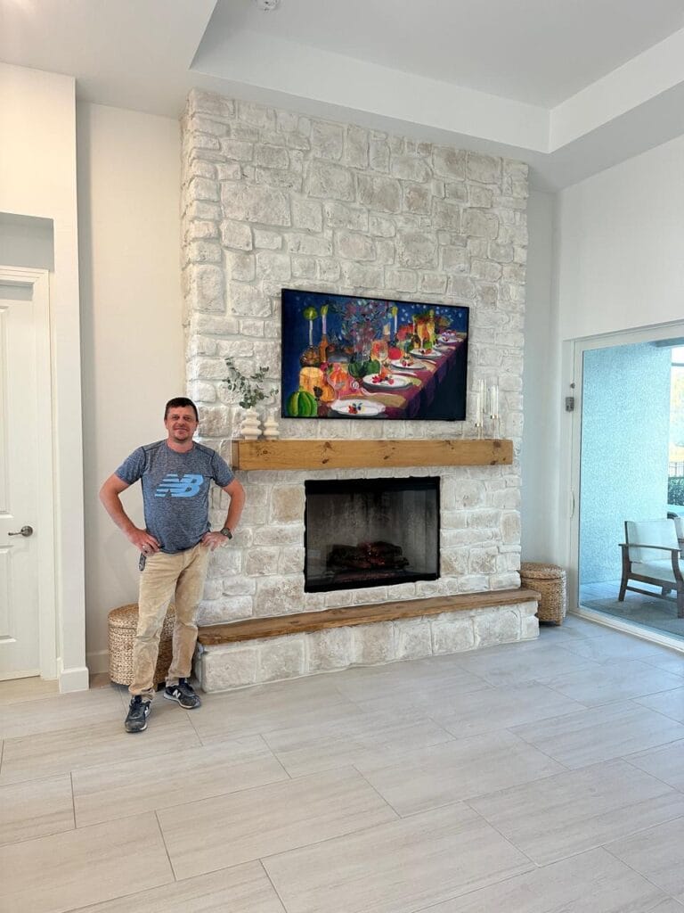 Luxury Limestone Fireplace Feature Luxury limestone fireplace feature completed for a Florida home