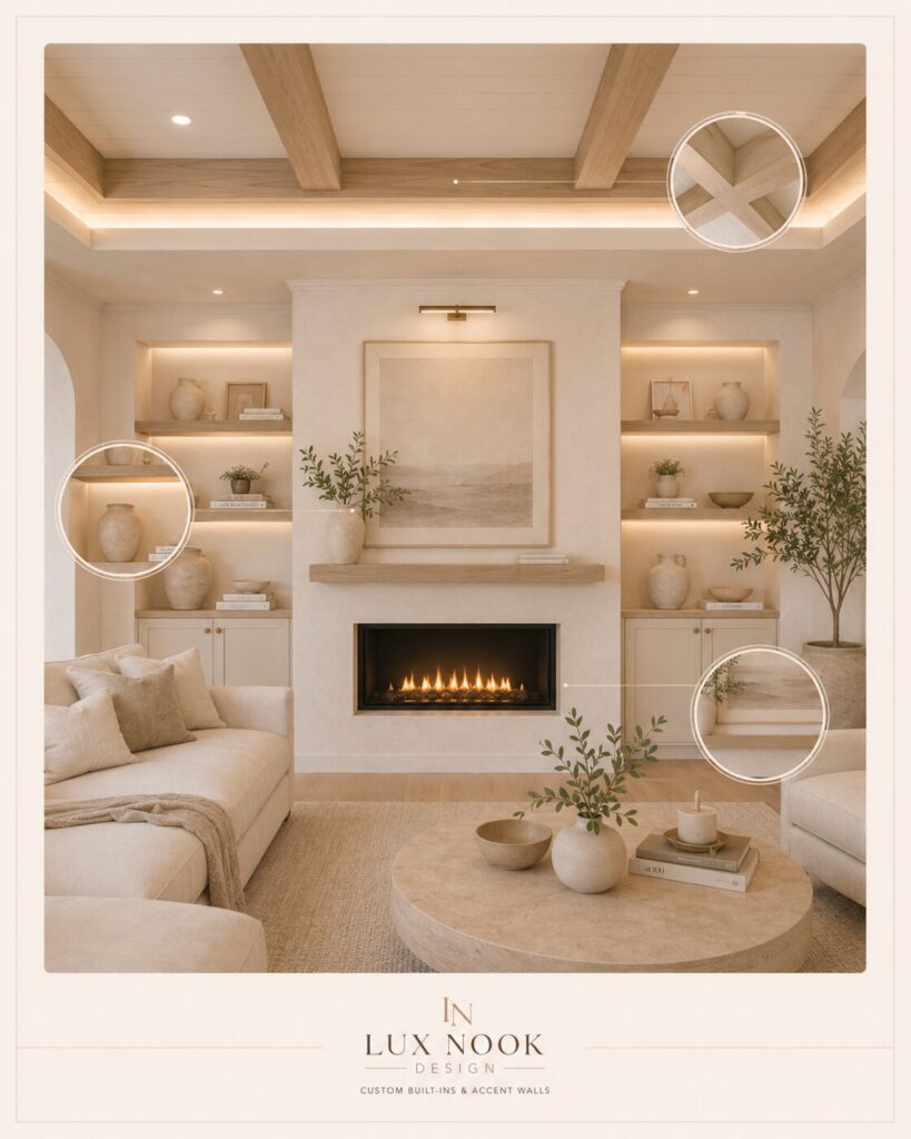 Final Completion | Lux Nook Design Final completion of a custom interior feature wall project in Florida