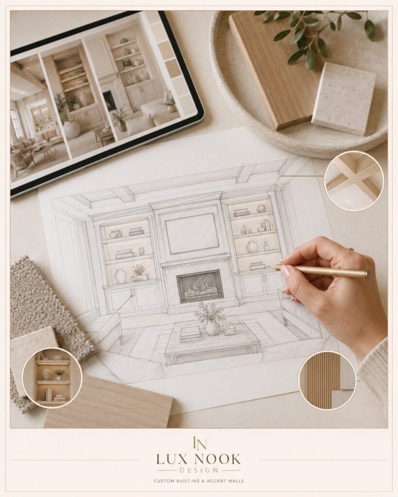 Concept Planning | Lux Nook Design Concept planning for a custom wall and built-in design project in Florida