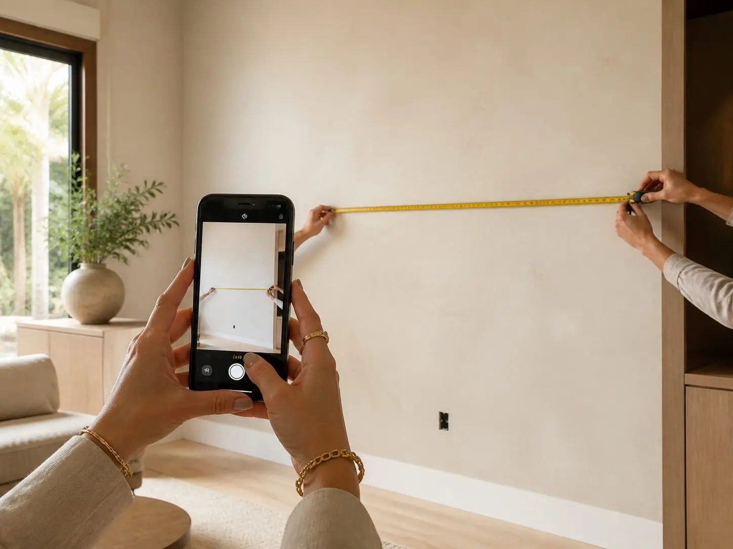 Homeowner sharing wall photos and measurements for a Melbourne media wall project