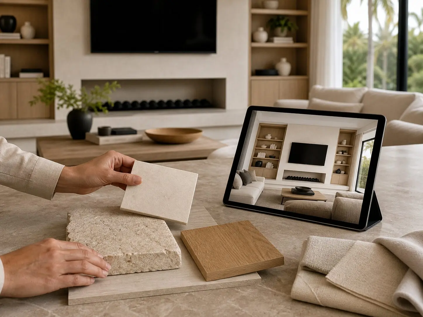 Custom media wall design and 3D visualization for a Melbourne Florida home