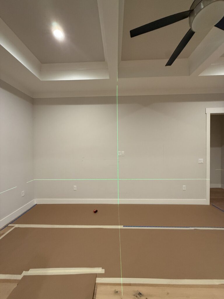 Living room wall before custom media wall installation in an Orlando home