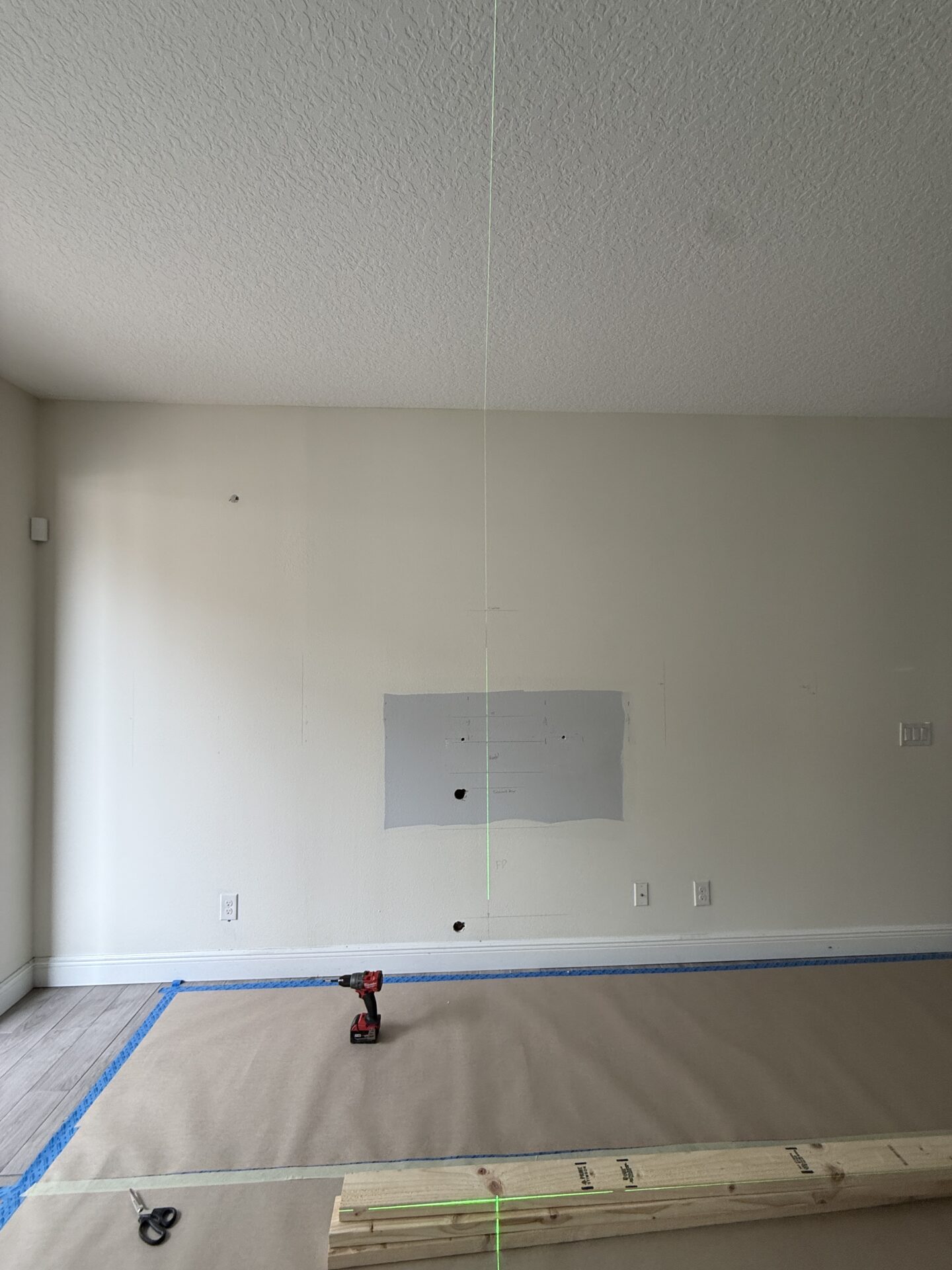 Windermere Luxury TV Media Wall – Before Installation Wall preparation before luxury TV media wall installation in Windermere, Florida