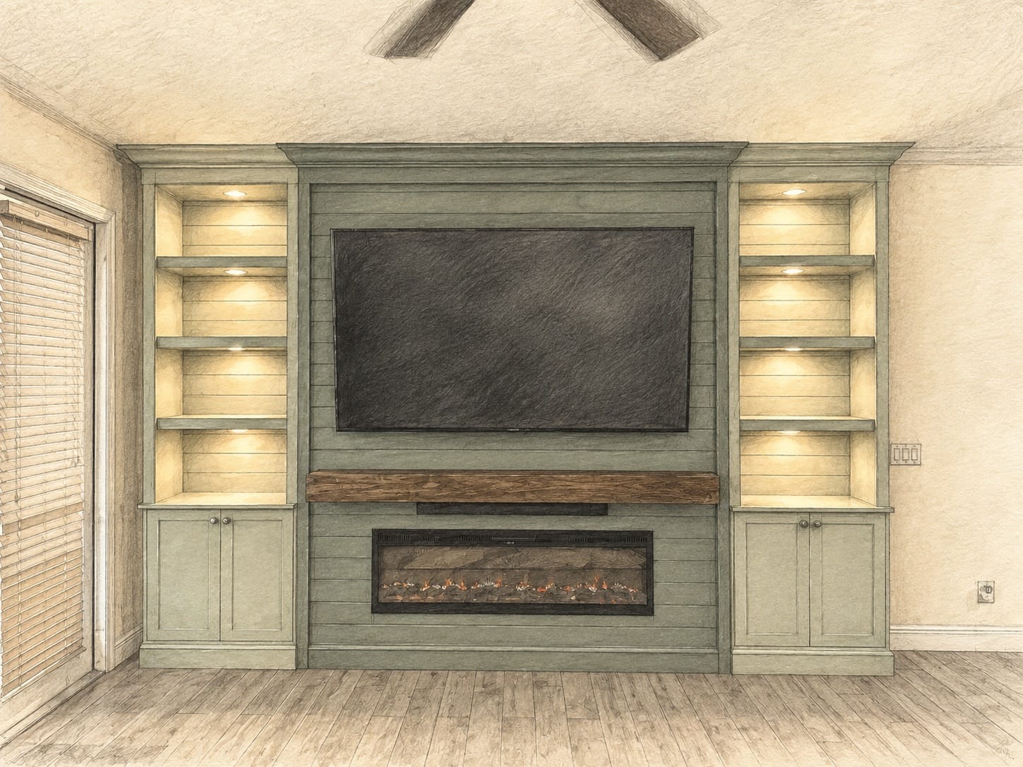 TV placement and viewing height planned from the primary seating position