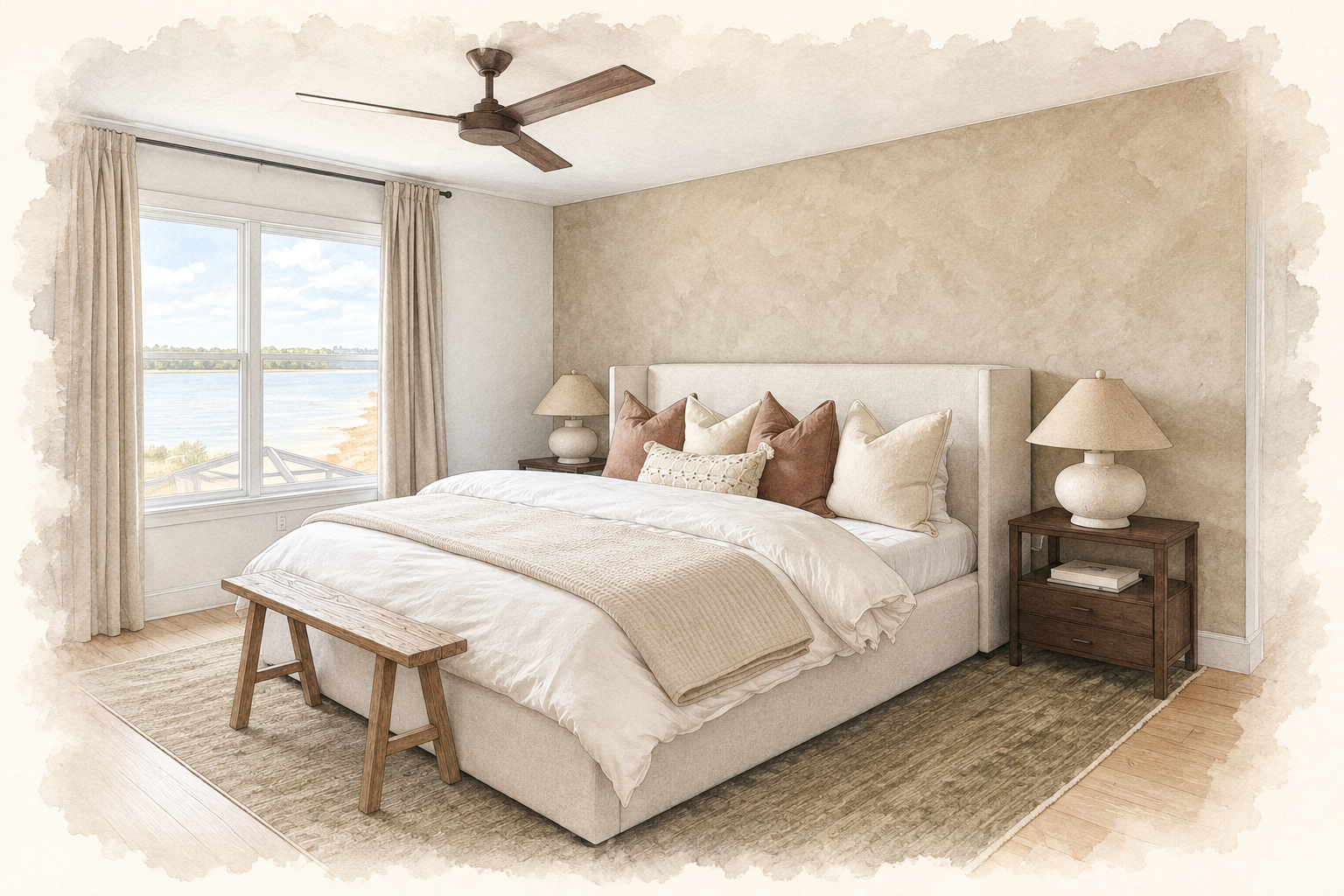 Accent Wall Pricing Florida Pencil and watercolor limewash accent wall with hand-applied mineral texture